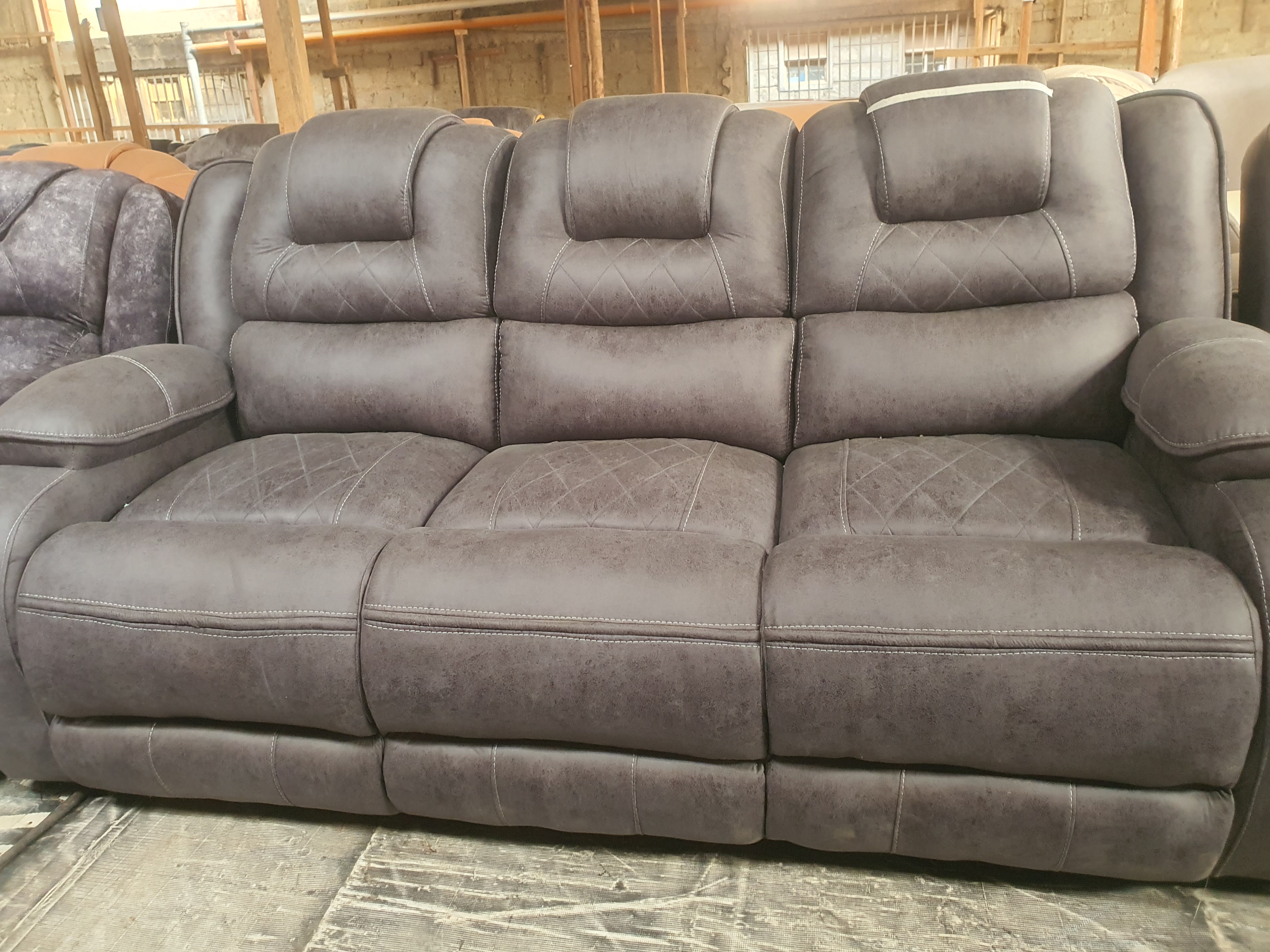 Kimobo Classic Charcoal Semi-Recliner Sofa