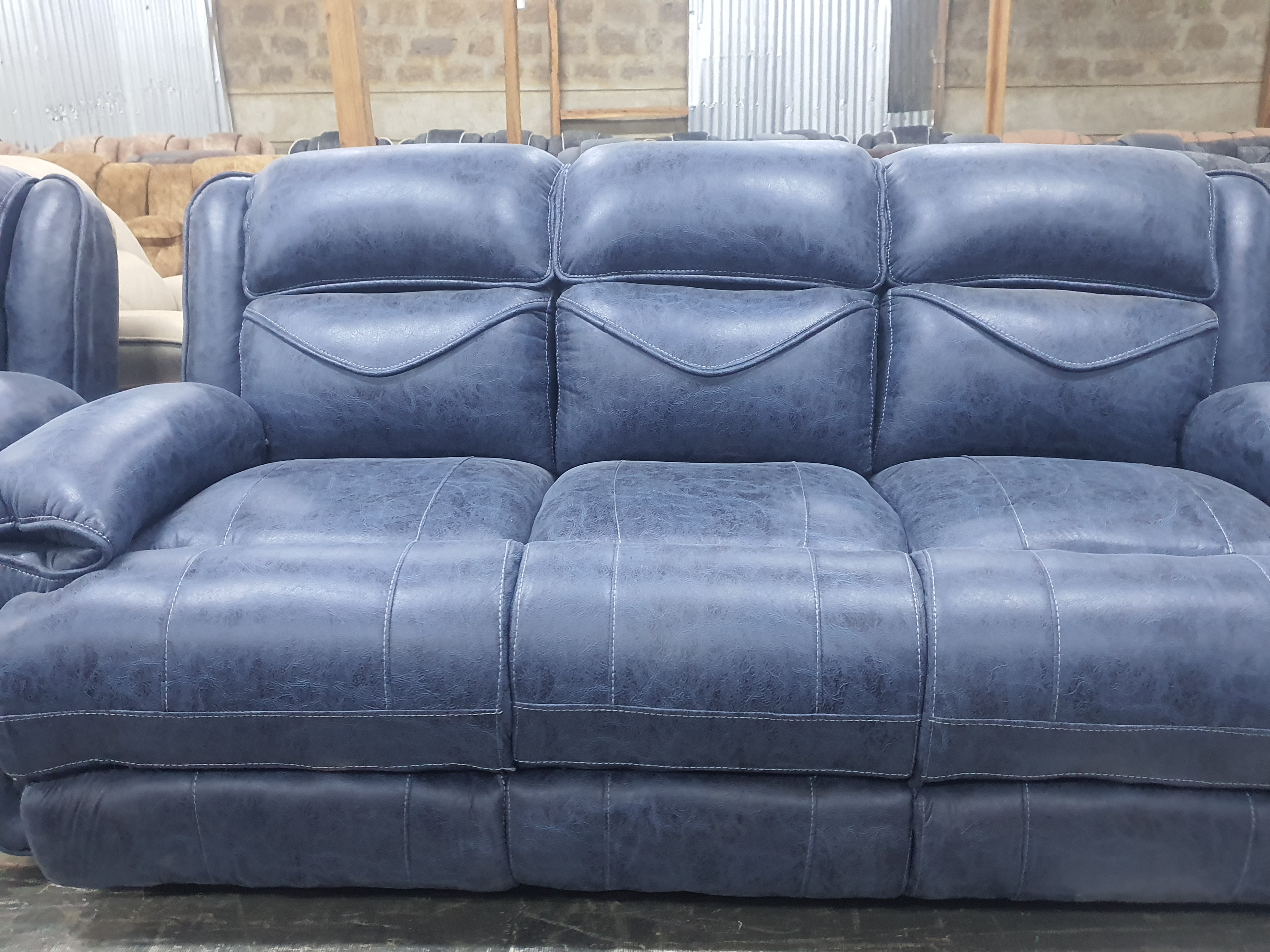 Kimobo Classic Navy Semi-Recliner Sofa thumbnail 2