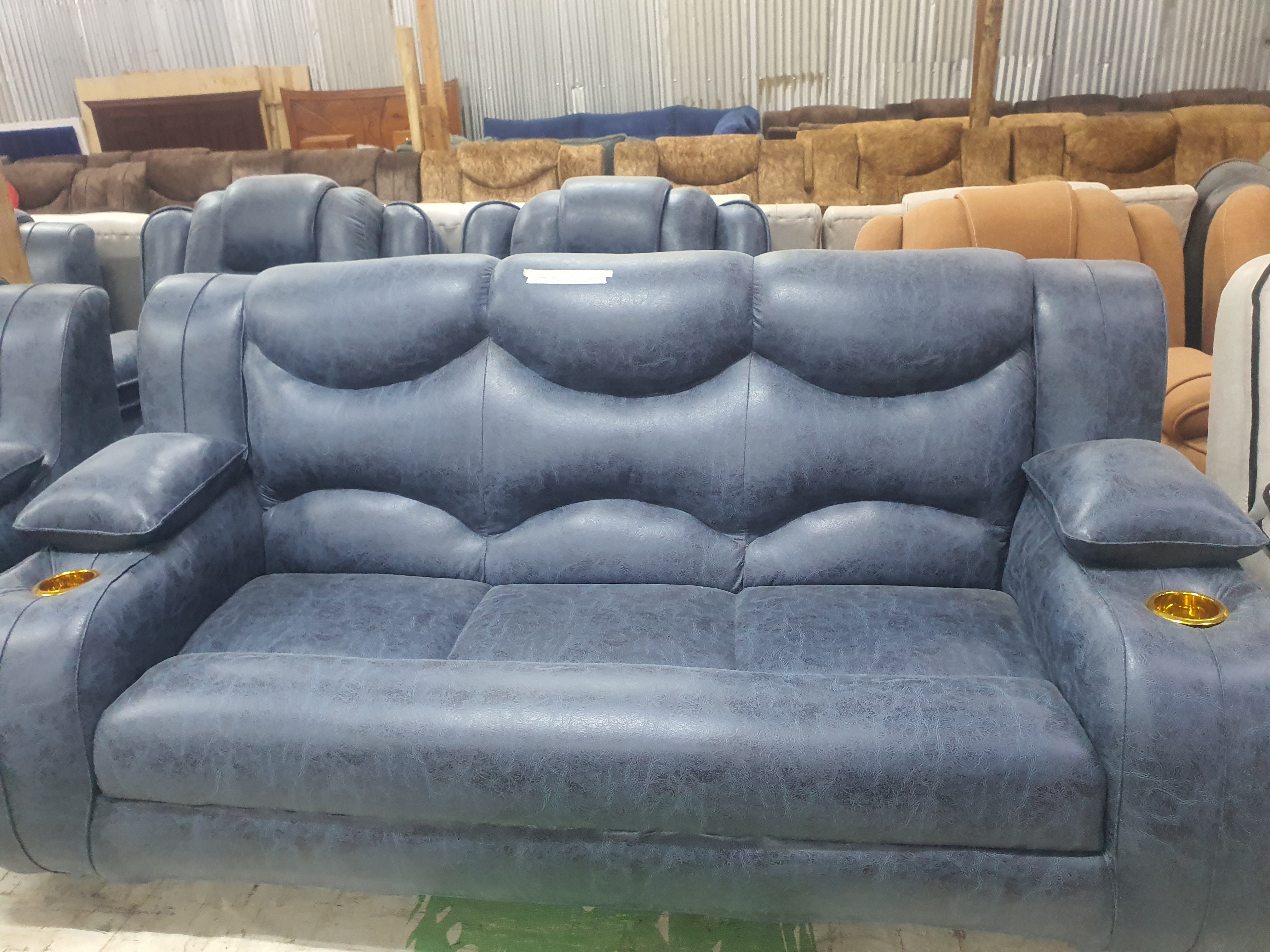Kimobo Classic Navy  Semi-Recliner Sofa