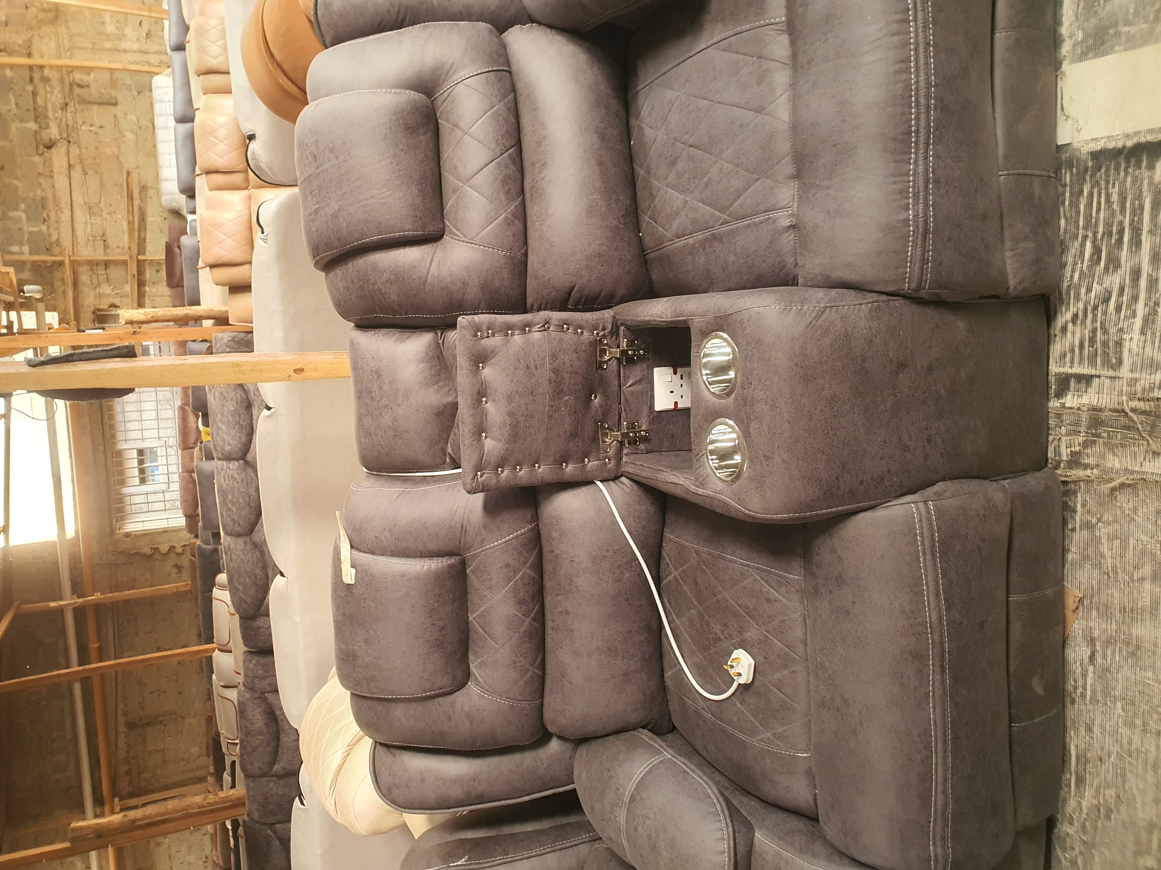 Kimobo Compact Charcoal Semi-Recliner Sofa thumbnail 2