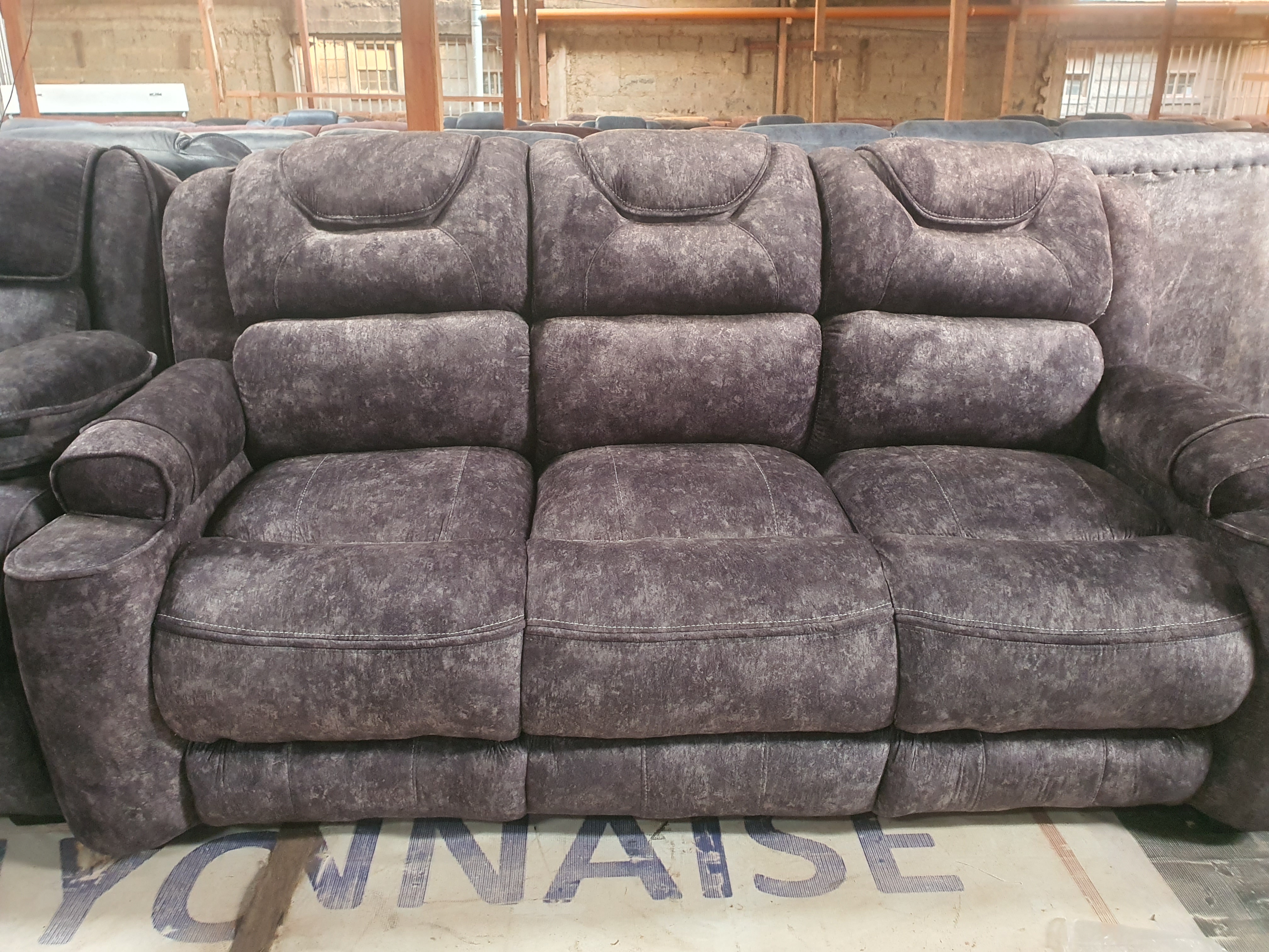 Kimobo Compact Charcoal with Visible Cupholders Semi-Recliner Sofa