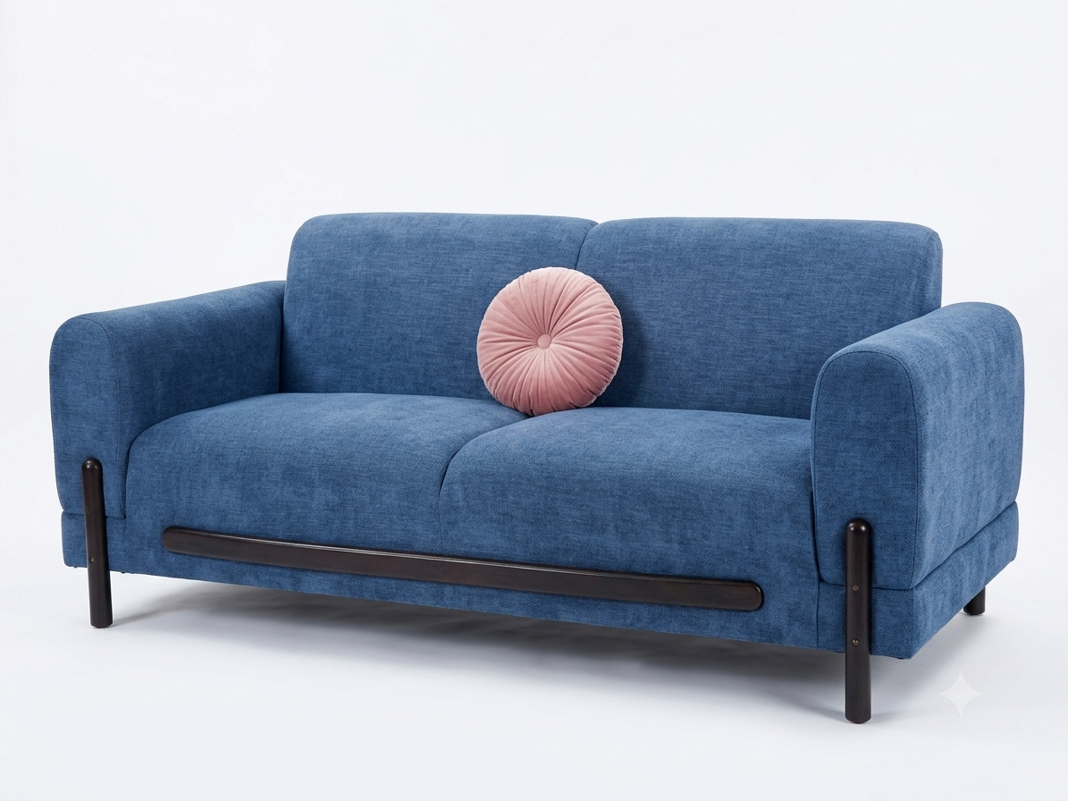 Kimobo Compact Navy Semi-Recliner Sofa